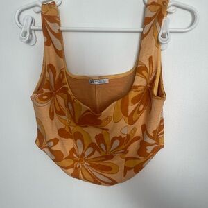 Orange floral Zara crop top
